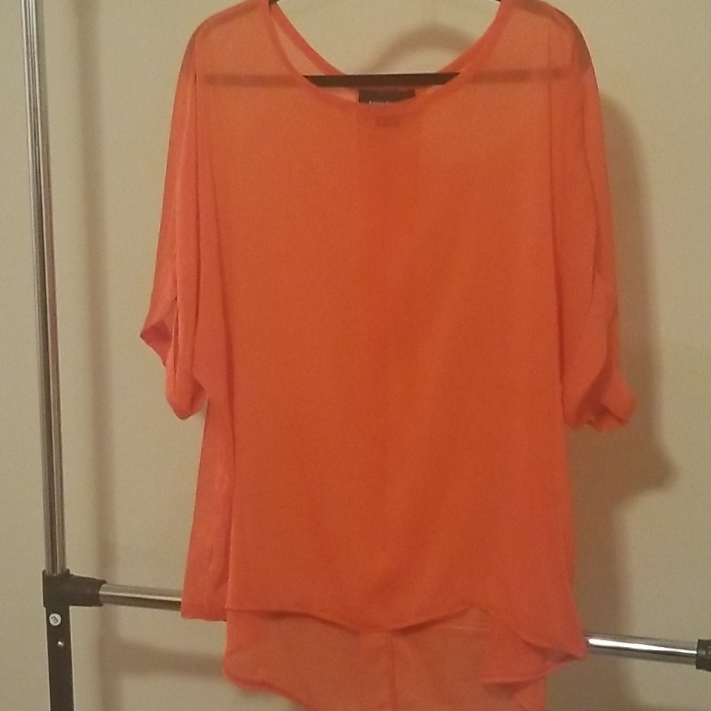 Orange see through blouse